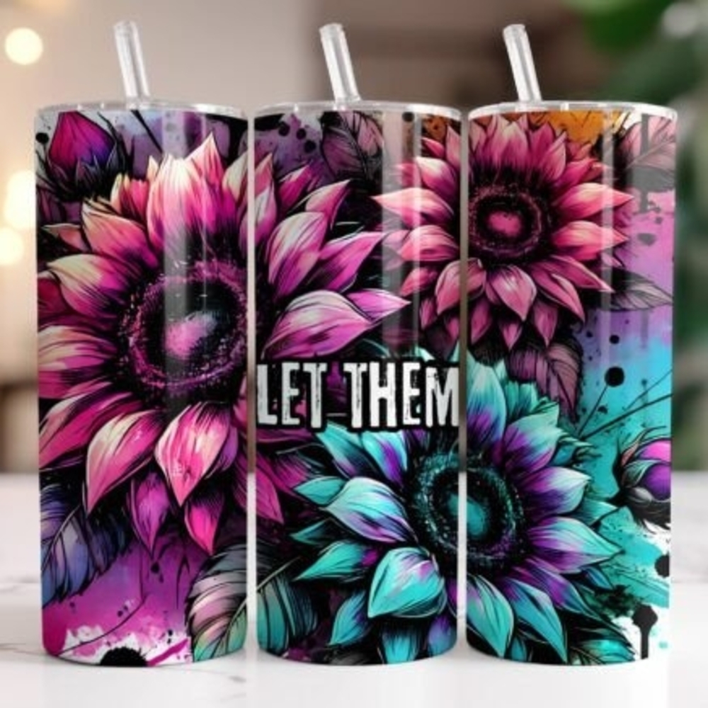 Let THEM -Vibrant Floral Tumbler with Straw